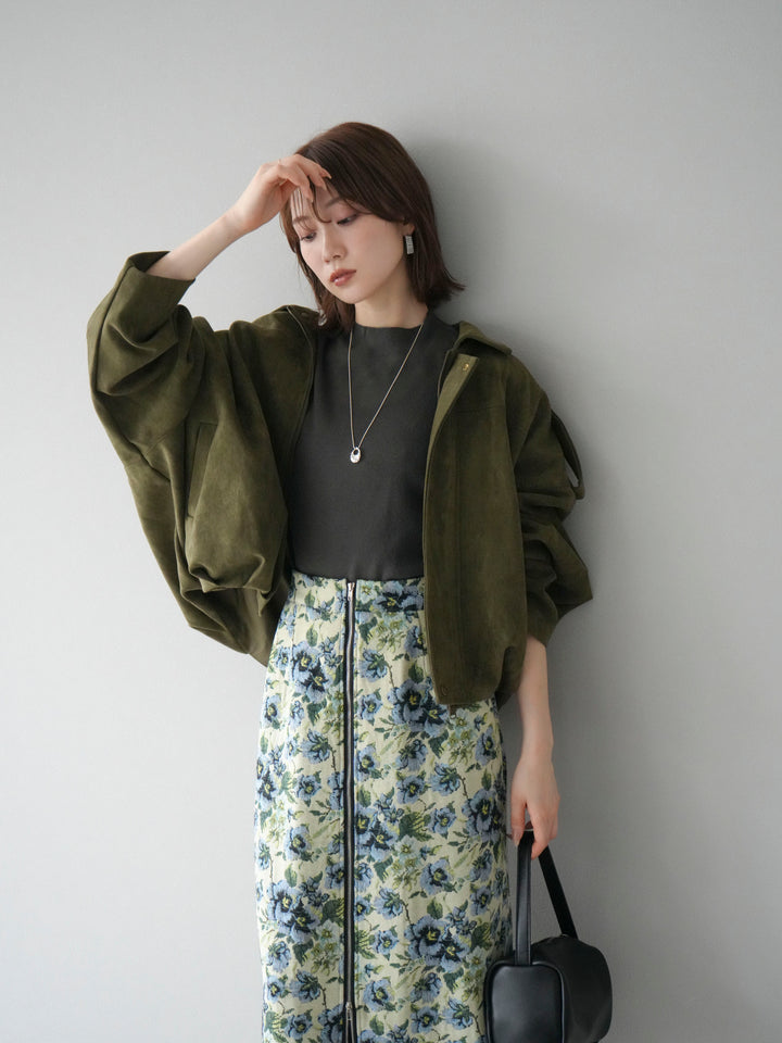 [SET]スウェードオーバーブルゾン+ゴブランフロントジップタイトスカート(2set)