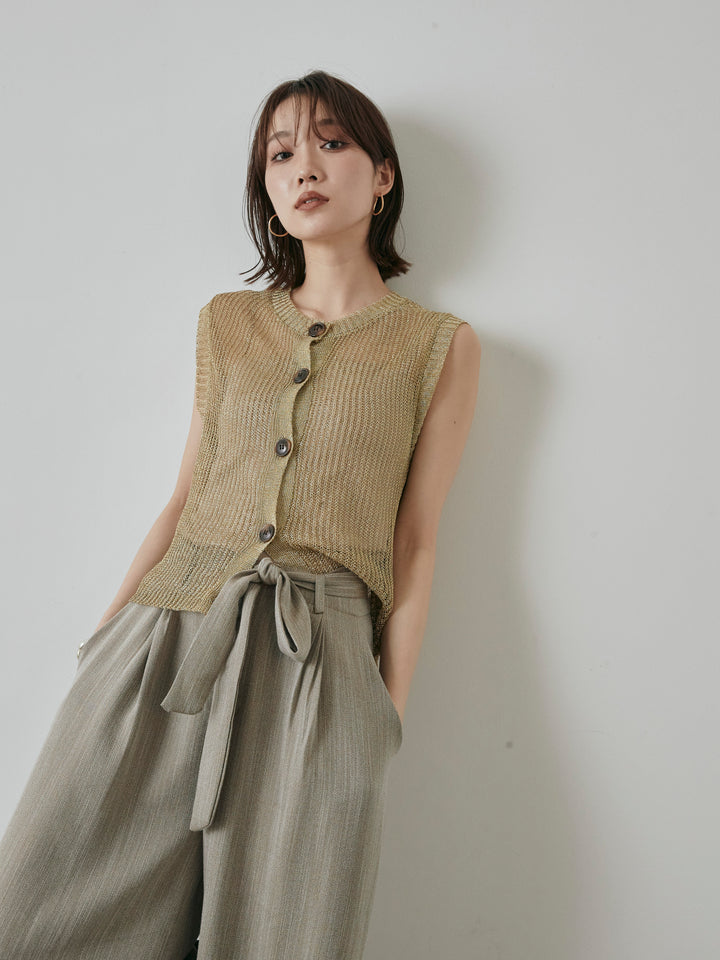 [預購] 細繩針織背心/金色