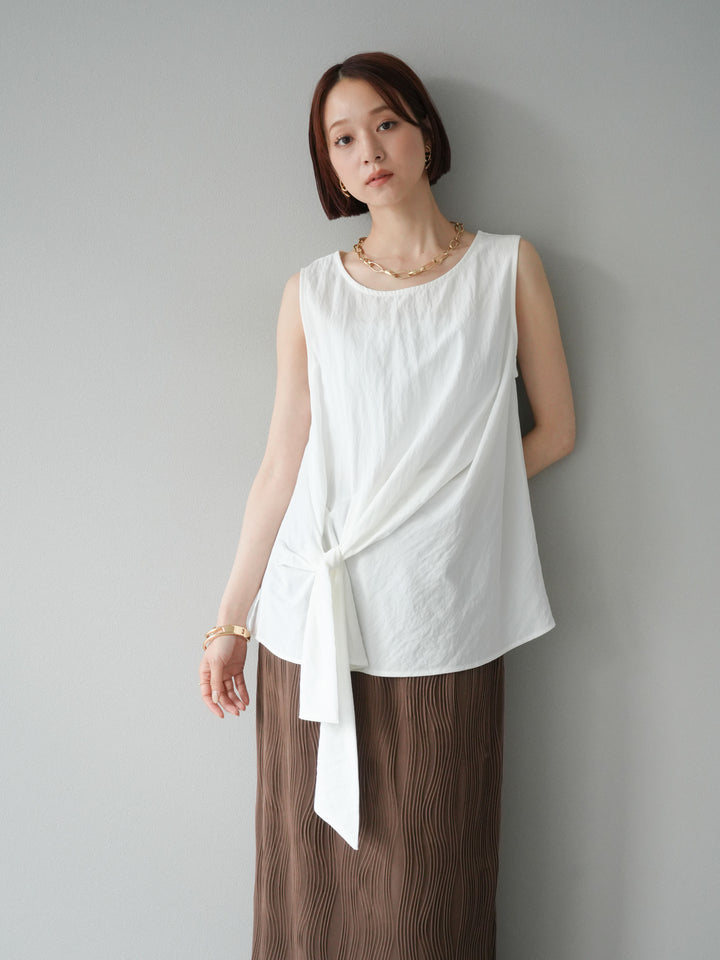 [SET] 前裹式無袖上衣+波浪滾邊緊身裙（2套）