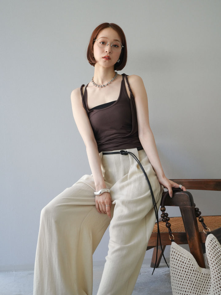 [予約]レイヤードツイストタンクトップ/ブラウン