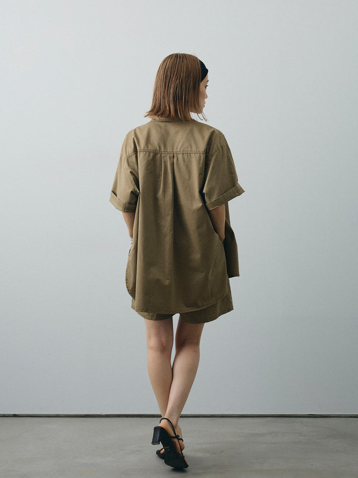 [SET]ミリタリーオーバーシャツ＆ハーフパンツSET UP+リネンライクカシュクールデザインビスチェ(2set)