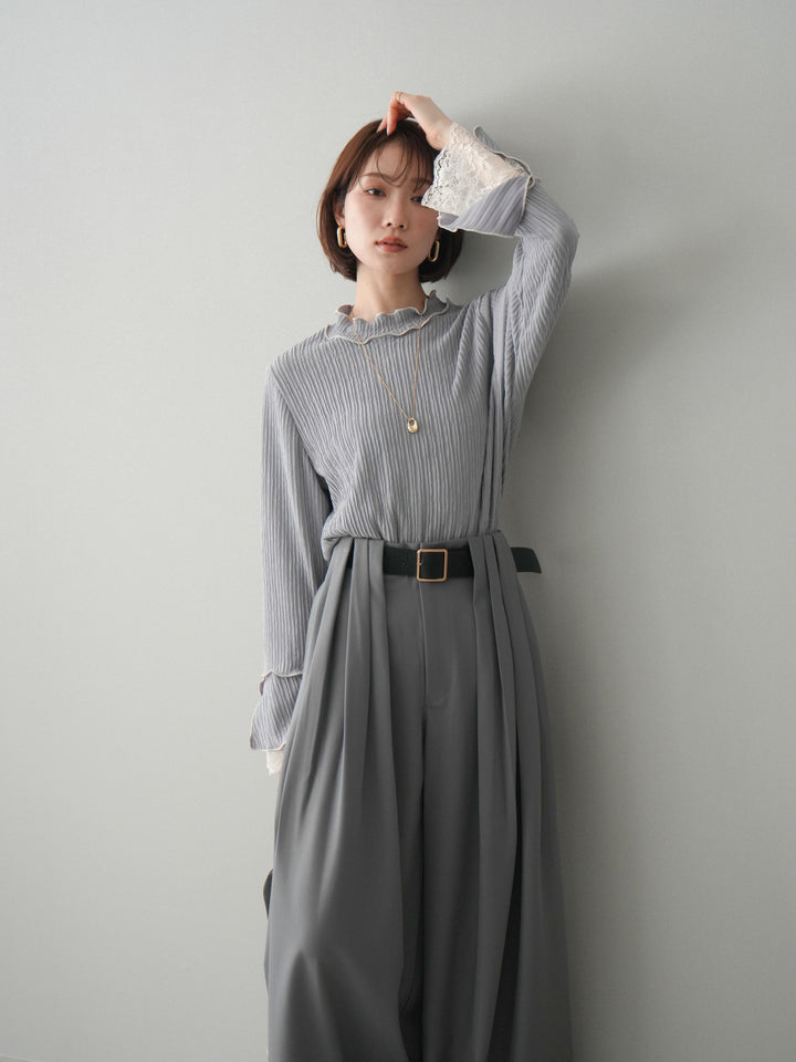 [予約]袖レース楊柳メロートップス/lightgray