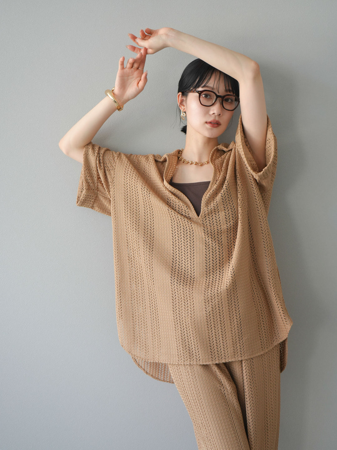 【預購】鏤空蕾絲兩用套頭衫/米色