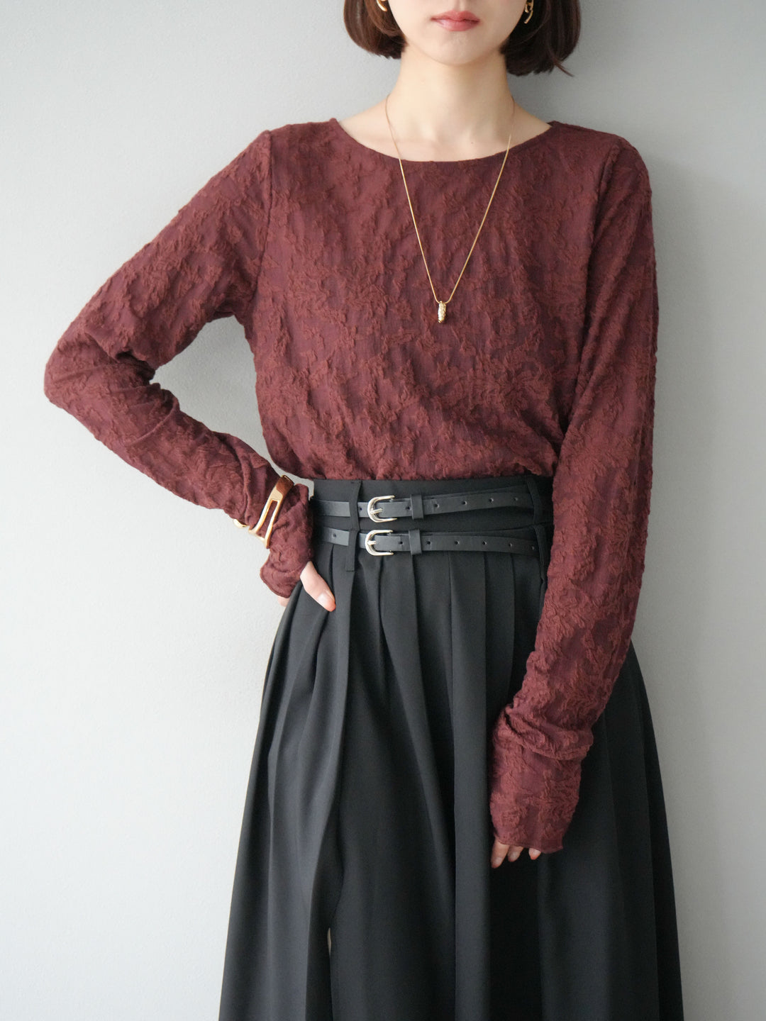 [予約]シアージャガードトップス/ブラウン