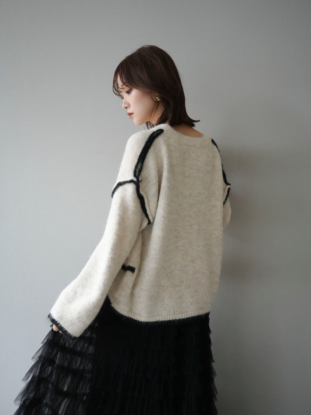 [SET]バイカラーレイヤードデザインニットプルオーバー+バイカラーレイヤードデザインニットプルオーバー(2set)