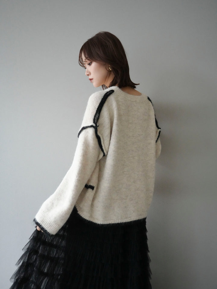 [SET]バイカラーレイヤードデザインニットプルオーバー+バイカラーレイヤードデザインニットプルオーバー(2set)