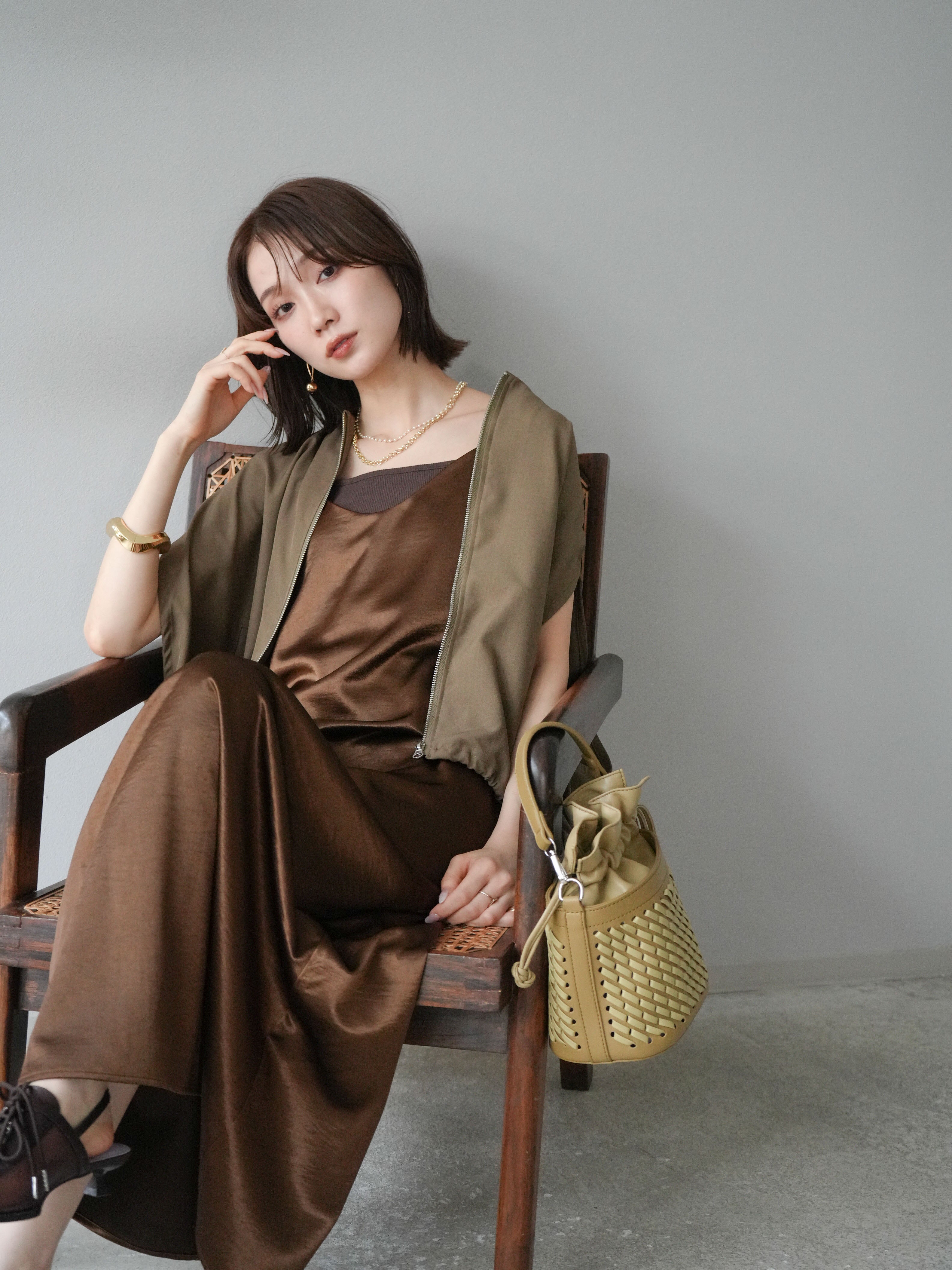 lumier ワンピースセットアップ ブラウン 予約]サテンキャミワンピース/ブラウン – Lumier