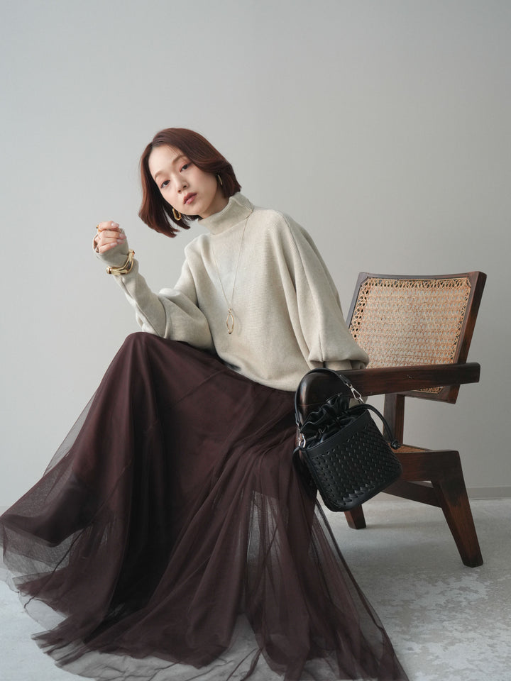 [予約]ボリュームドルマンタートルニットプルオーバー/ivory