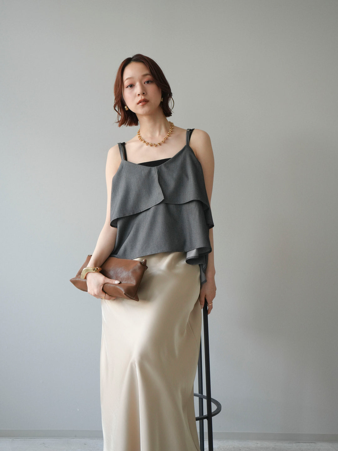 [予約]ティアードキャミソール/black