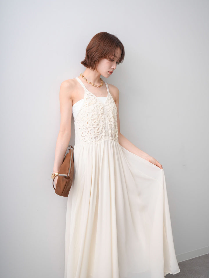 [SET]クロシェシフォンキャミワンピース+選べるアクセセット(2set)