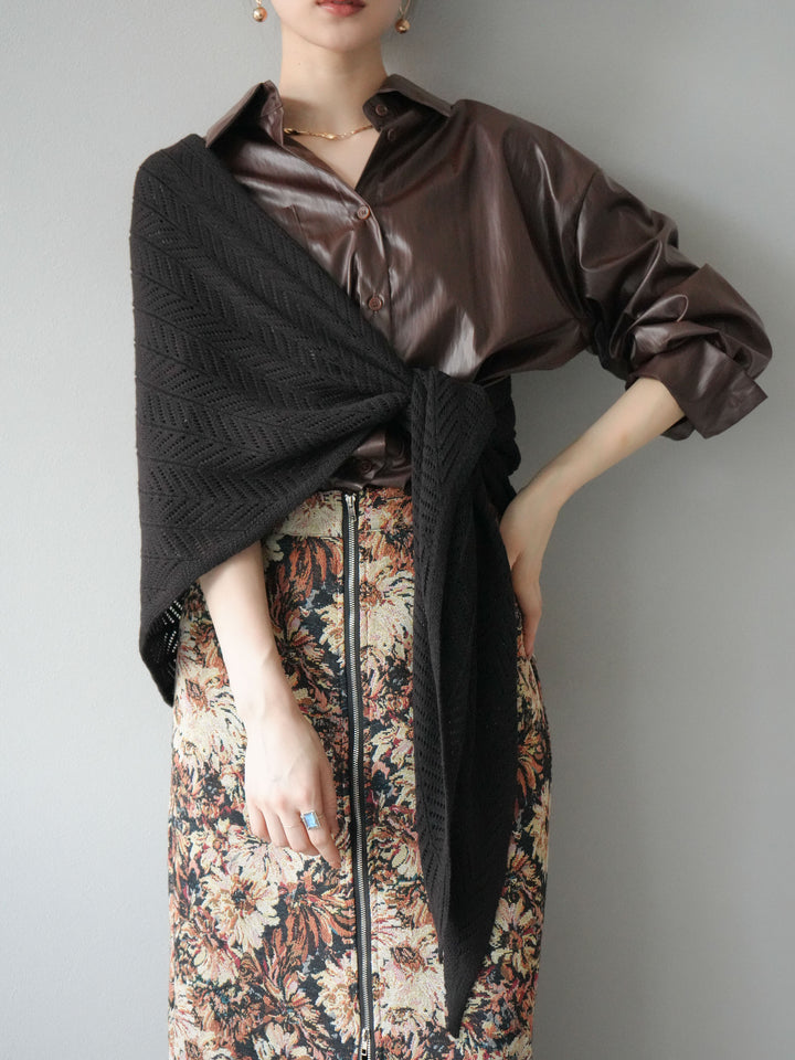 [予約]フェイクレザーシャツ/ブラウン