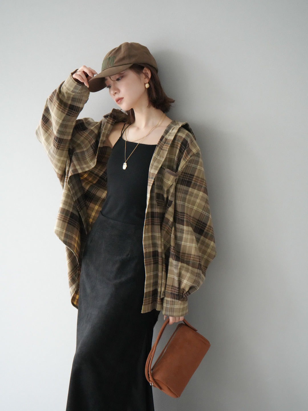 [予約]起毛チェックオーバーシャツ/ベージュ