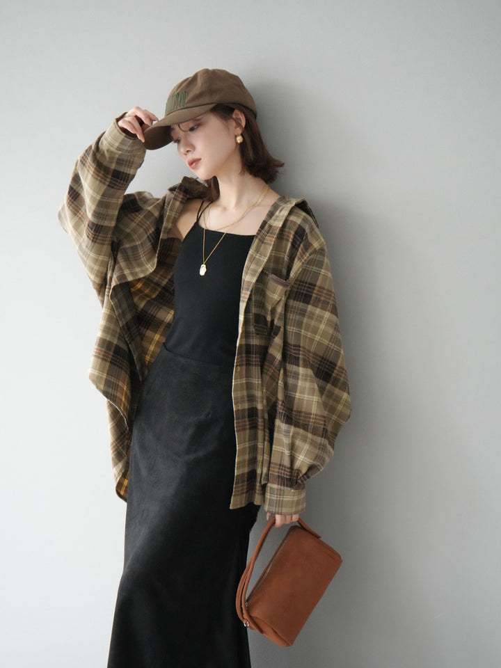 [予約]起毛チェックオーバーシャツ/ベージュ