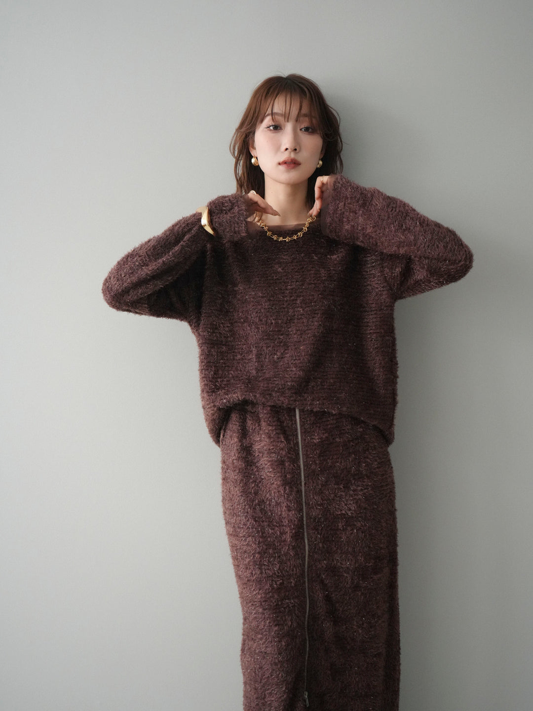 [SET]ラメシャギートップス+選べるアクセセット(2set)