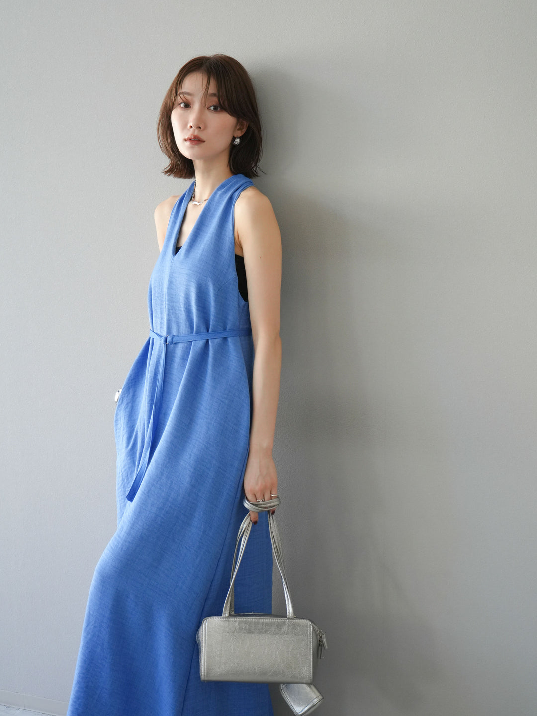 【預購】環形設計不均勻染色洋裝/藍色