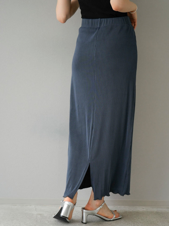 [Pre-order] Sheer Cut Ribbed Mellow Tight Skirt/Navy