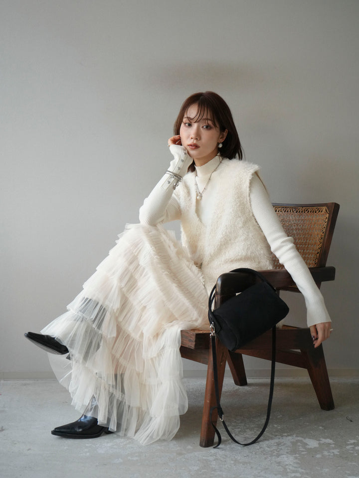 [予約]ダブルZIPループシャギーベスト/アイボリー