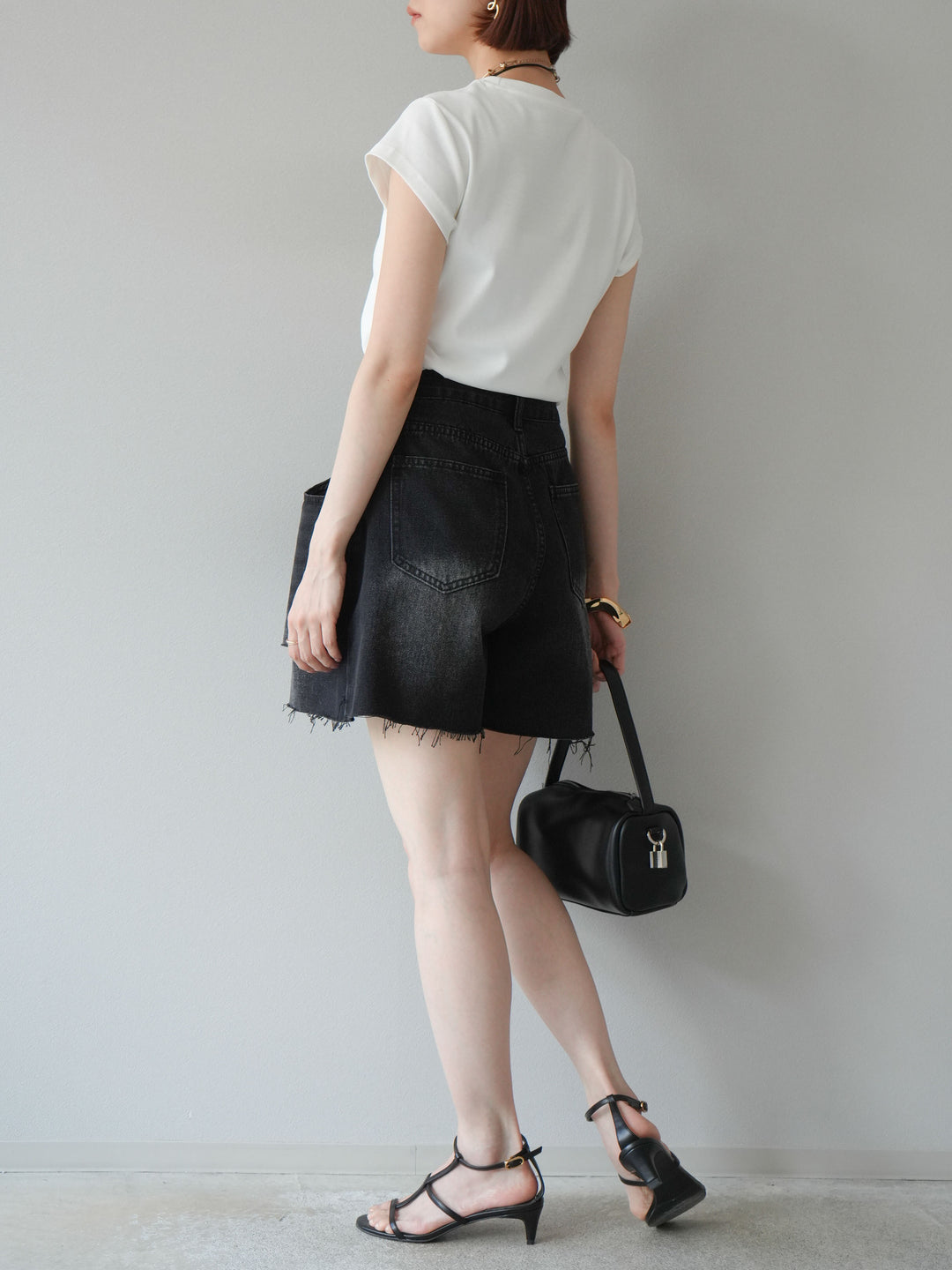 【預購】寬鬆半身牛仔褲/黑色