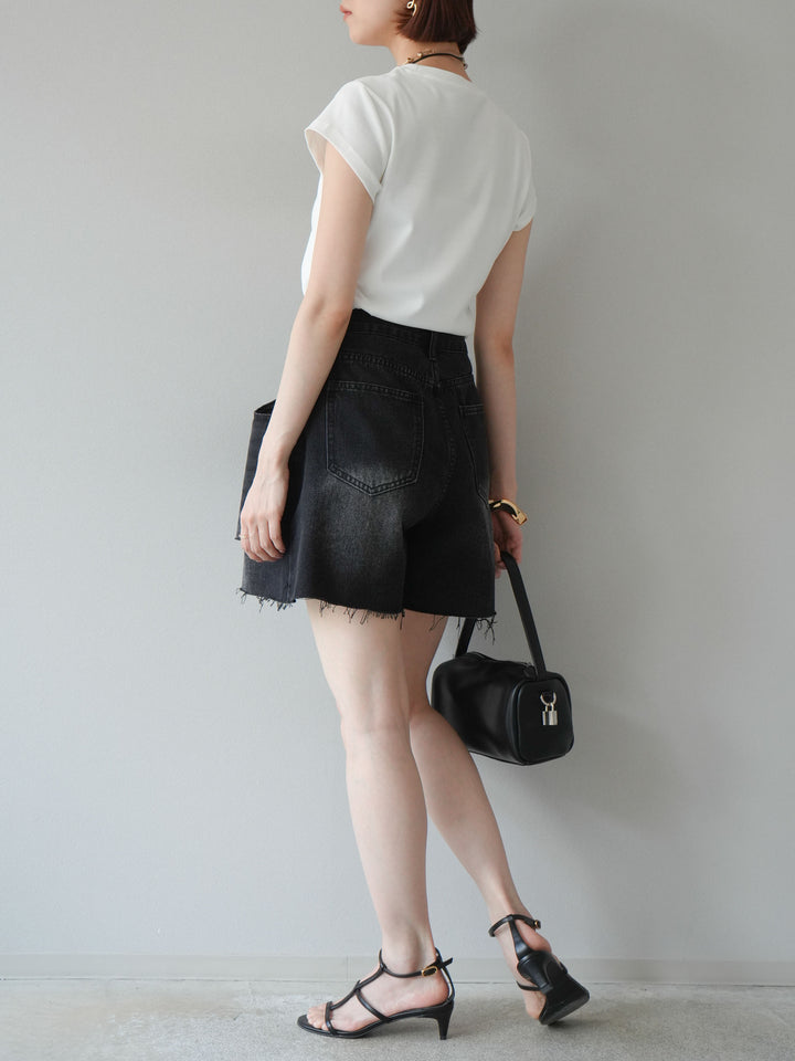 【預購】寬鬆半身牛仔褲/黑色