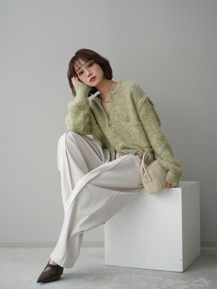 [SET]ミックスヤーンダブルZIPニットカーディガン+ミックスヤーンダブルZIPニットカーディガン(2set)