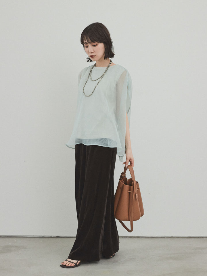 [SET] 緊湊光滑透視層疊上衣 + 天鵝絨低腰裙 (2set)