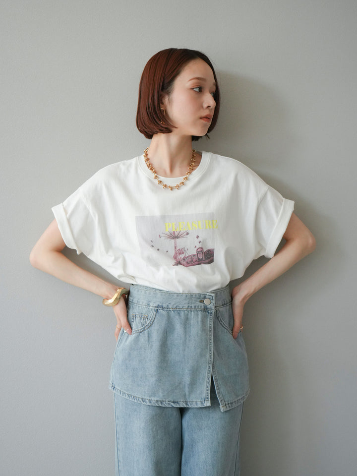 [預購] 霓虹logo印花T卹/米黃色