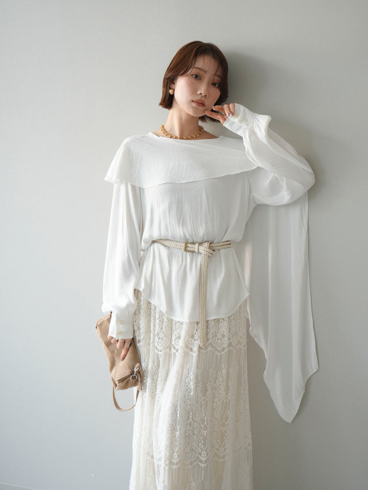 [予約]シルキードレープブラウス/white