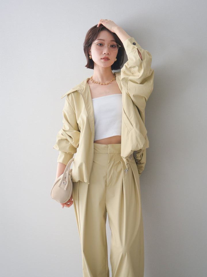 [予約]ウォッシャブルフェイクレザーバルーンジャケット/yellow