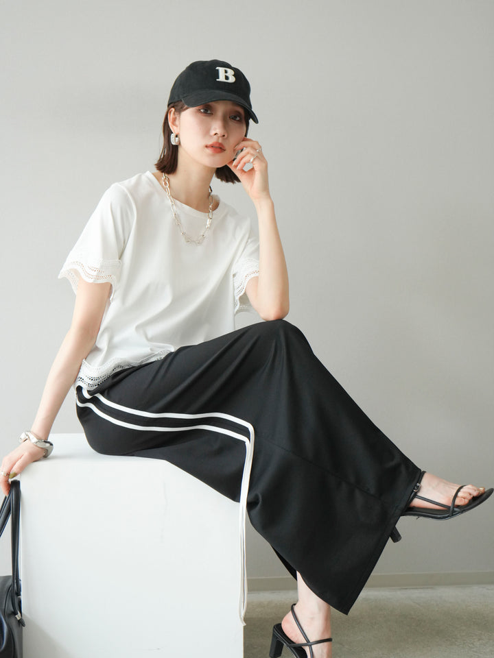 [予約]レース切替カットソー/オフ