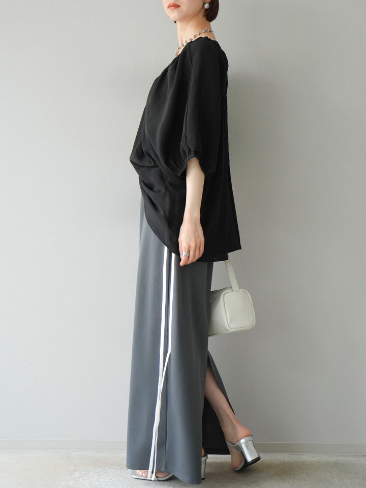 [予約]サイドラインジャージナロースカート/チャコール