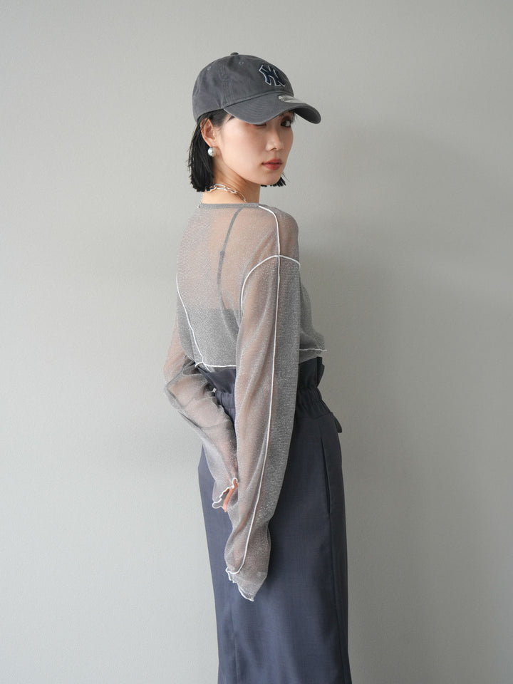 [予約]ラメシアーバイカラーメロープルオーバー/チャコール