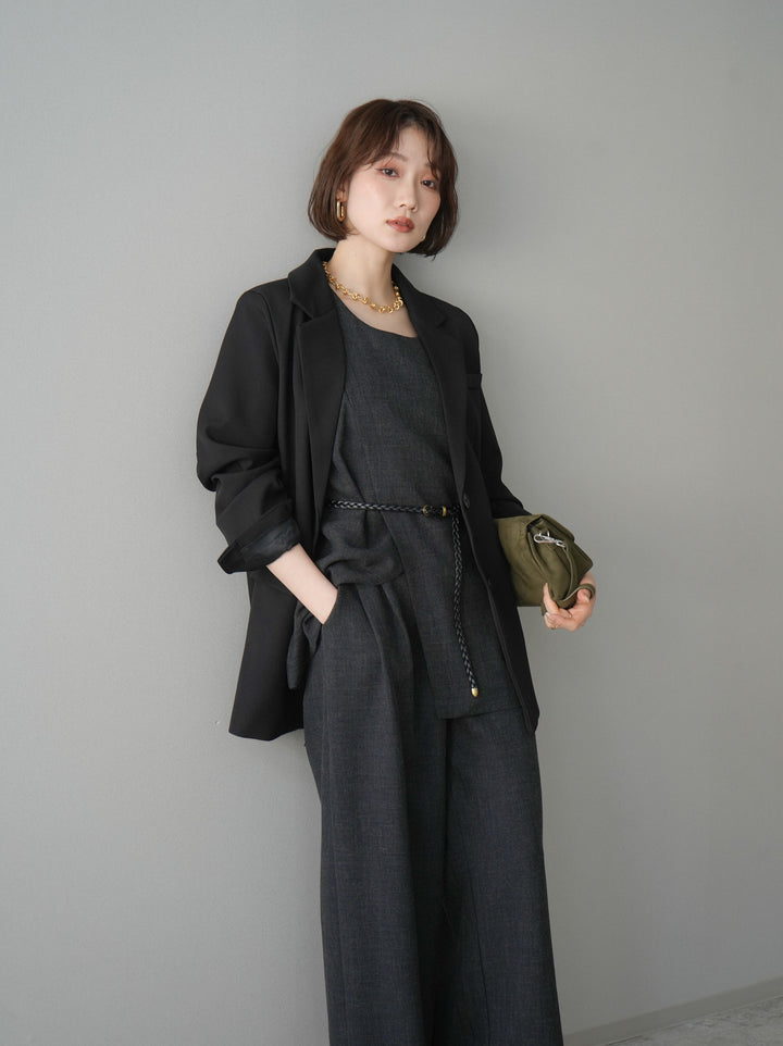 [SET]ベルト付ノースリーブトップス＆ワイドパンツSETUP