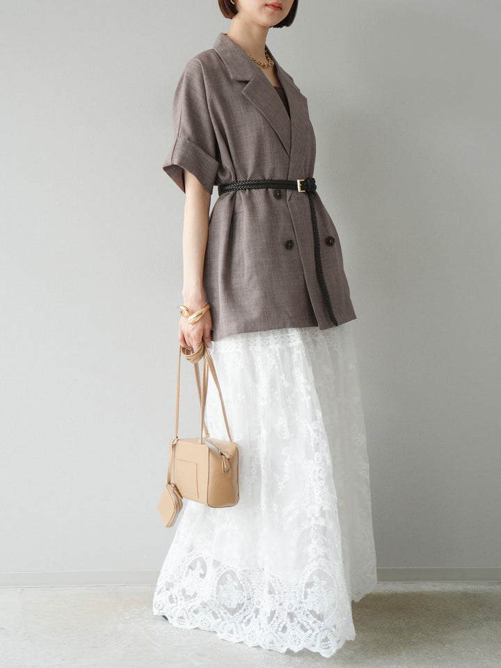 [予約]レースフレアスカート/ホワイト