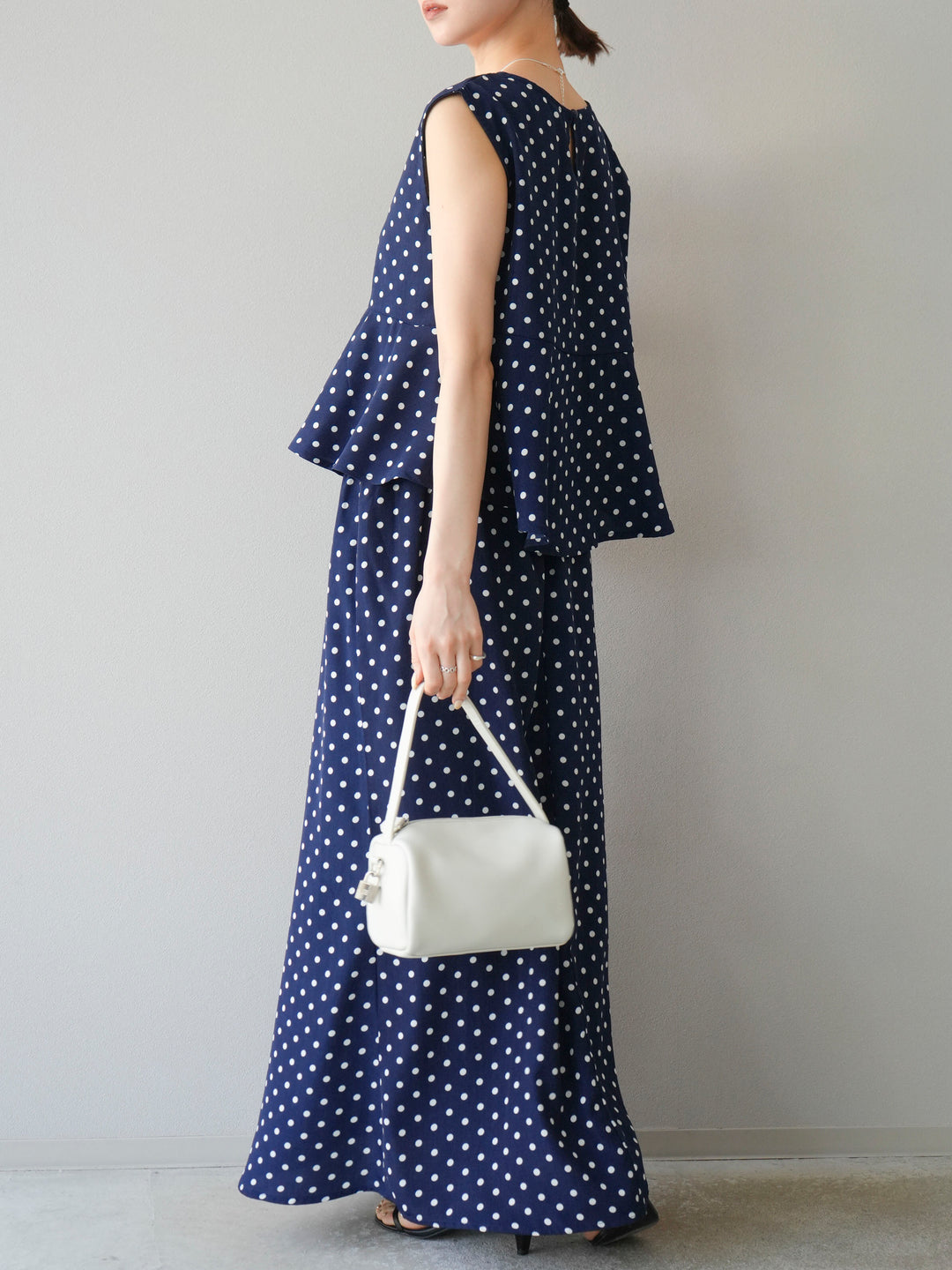[予約]ドットAラインスカート/ネイビー