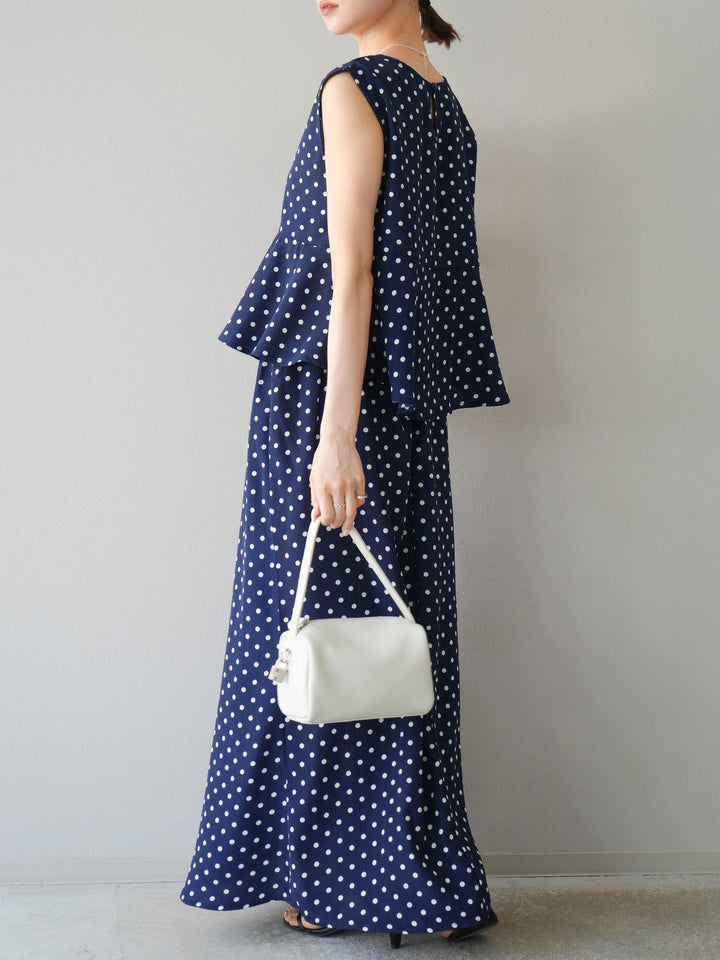 [予約]ドットAラインスカート/ネイビー