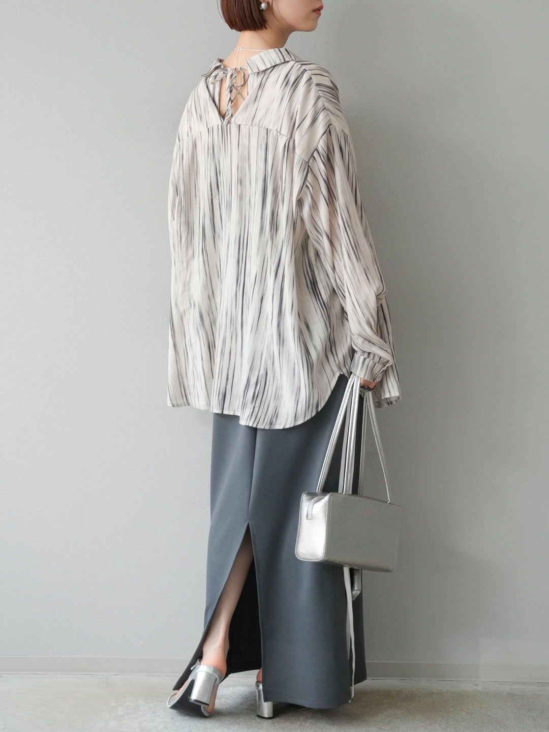 [予約]サイドラインジャージナロースカート/チャコール