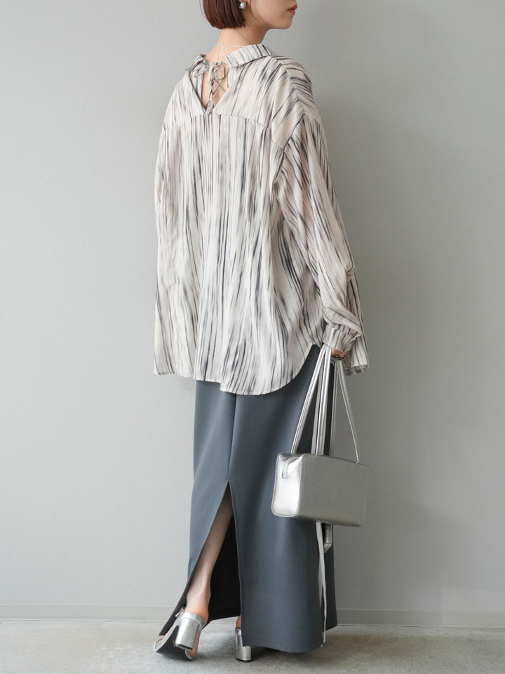 [予約]サイドラインジャージナロースカート/チャコール