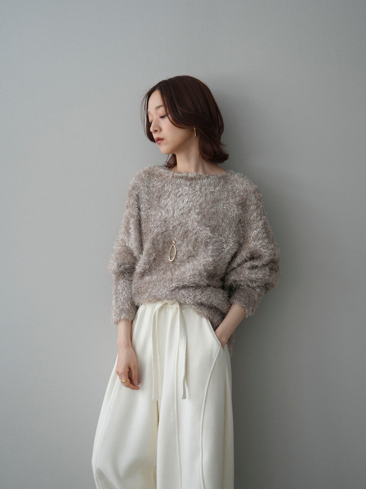 [予約]ラメシャギードルマンニットプルオーバー/beige