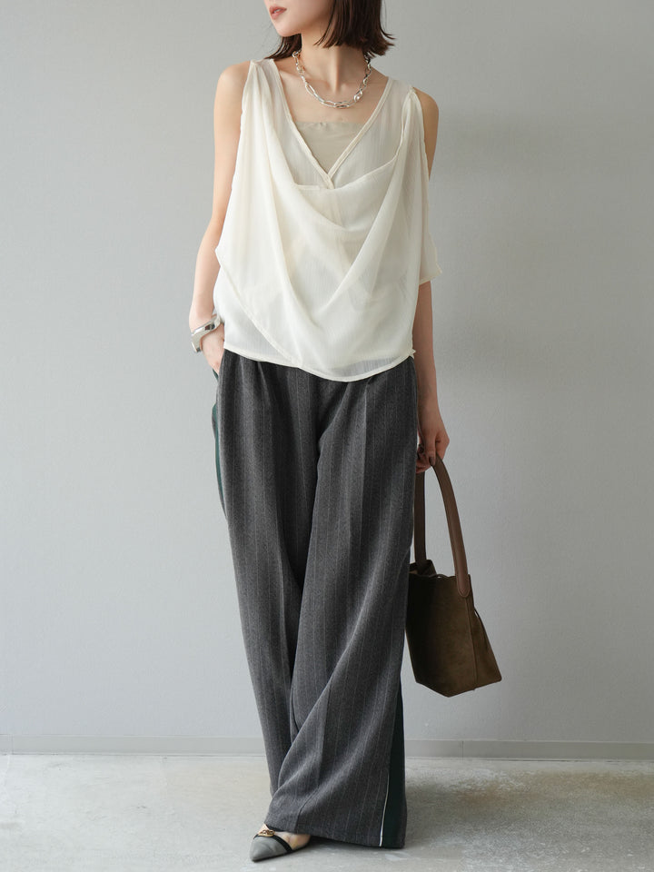 [予約]シアードレープレイヤードノースリーブトップス/ホワイト