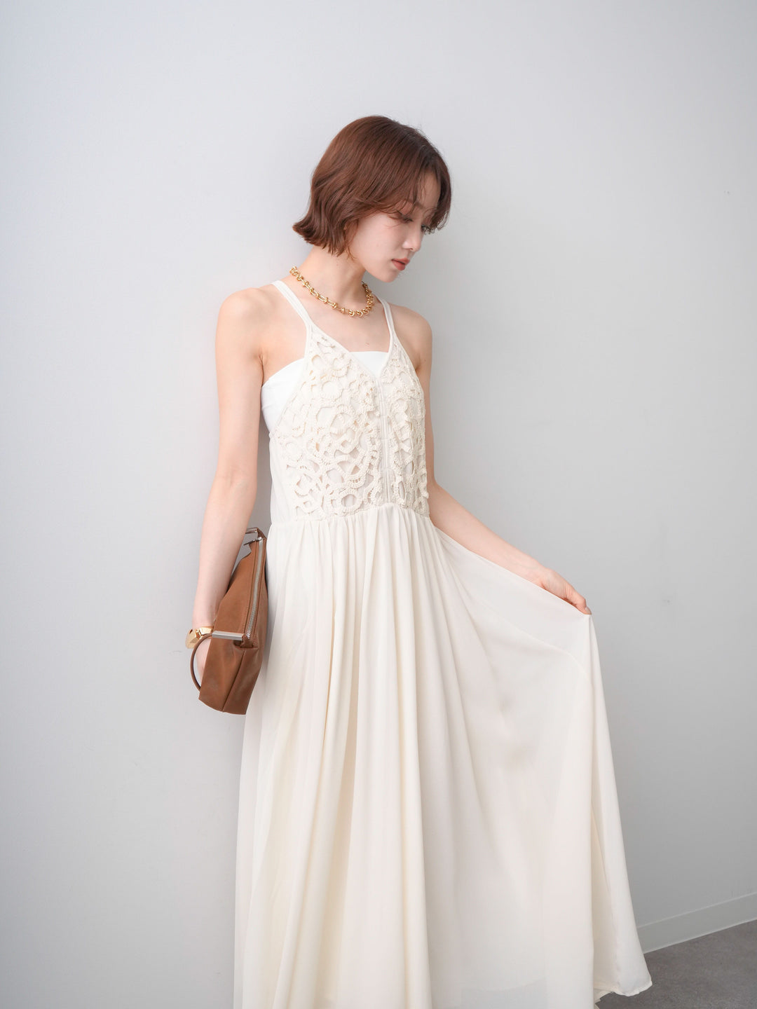 [予約]クロシェシフォンキャミワンピース/ivory