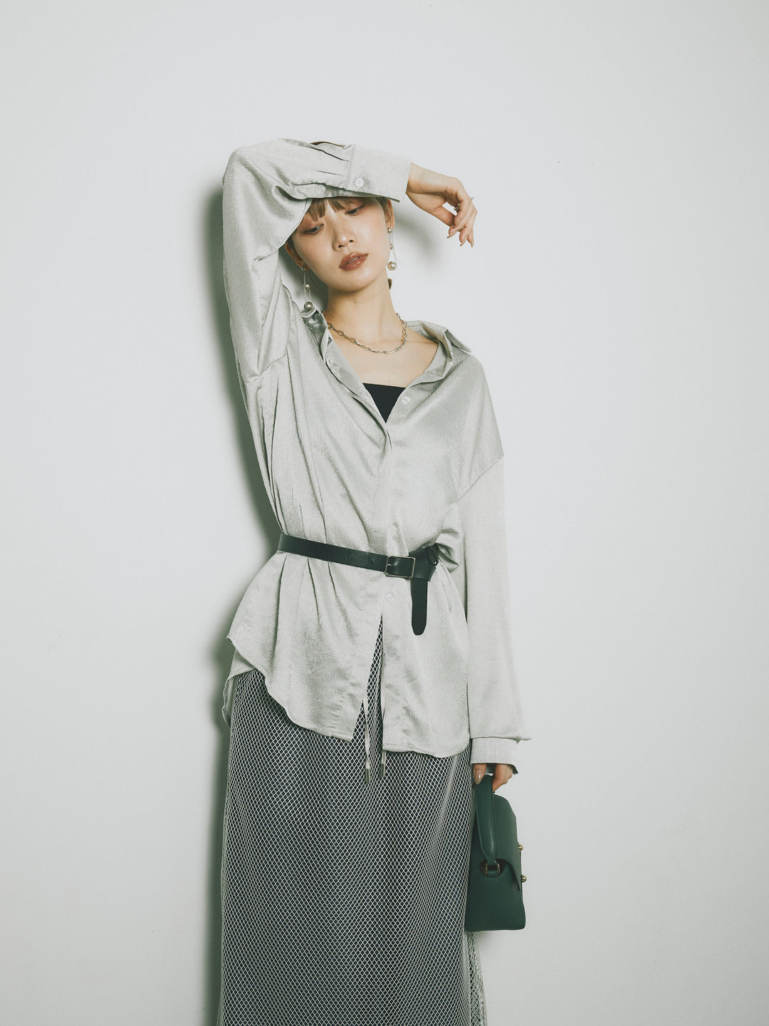 [予約]メッシュレイヤードスカート/ライトグレー