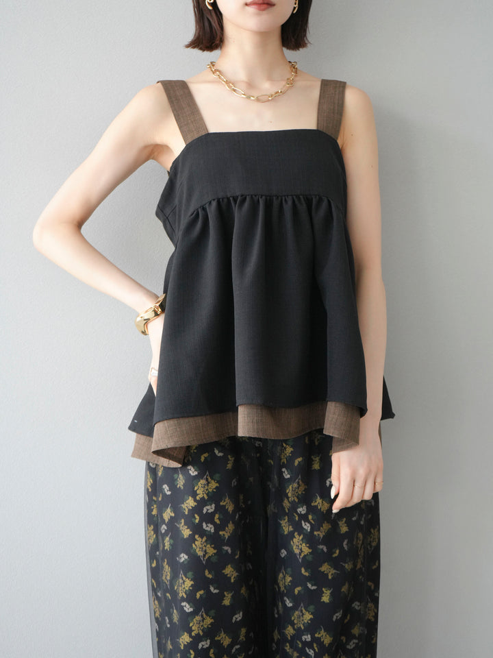 [SET]リネンライク配色フレアタンクトップ+選べるアクセセット(2set)