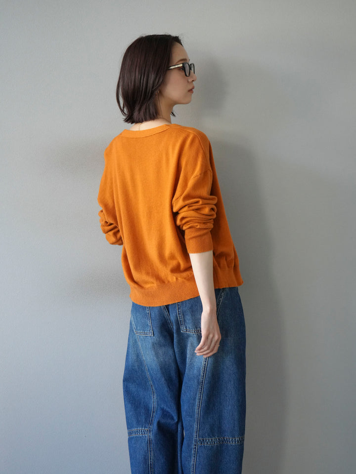 [予約]デザインボタンニットカーディガン＆タンクトップSET/オレンジ