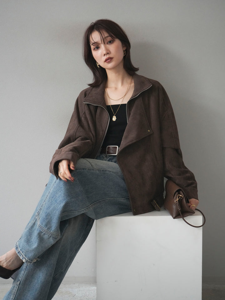 [予約]スエードライダースミドルジャケット/brown