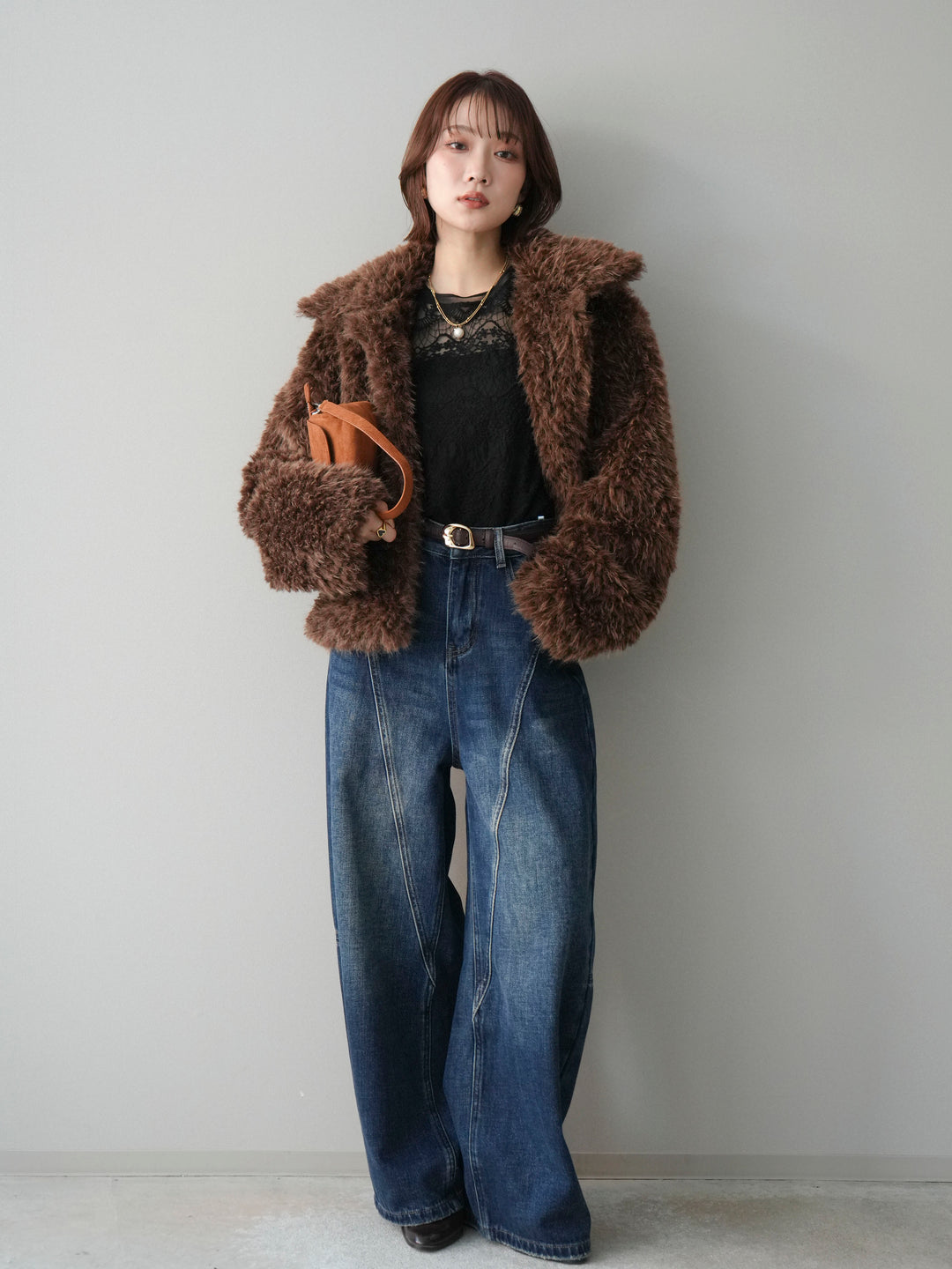 [予約]裏起毛加工デニムカーブパンツ/darkblue