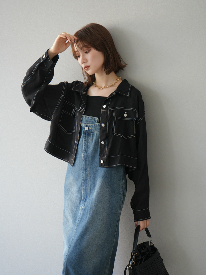 【預購】不對稱牛仔洋裝/藍色