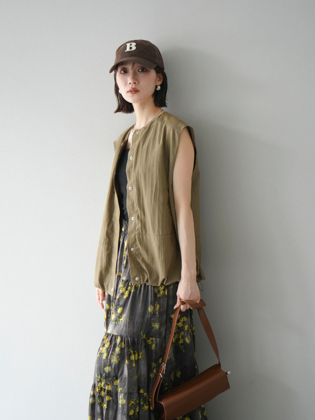 [SET]リネンライクドロストバルーンブルゾン+フラワーワッシャープリーツスカート(2set)