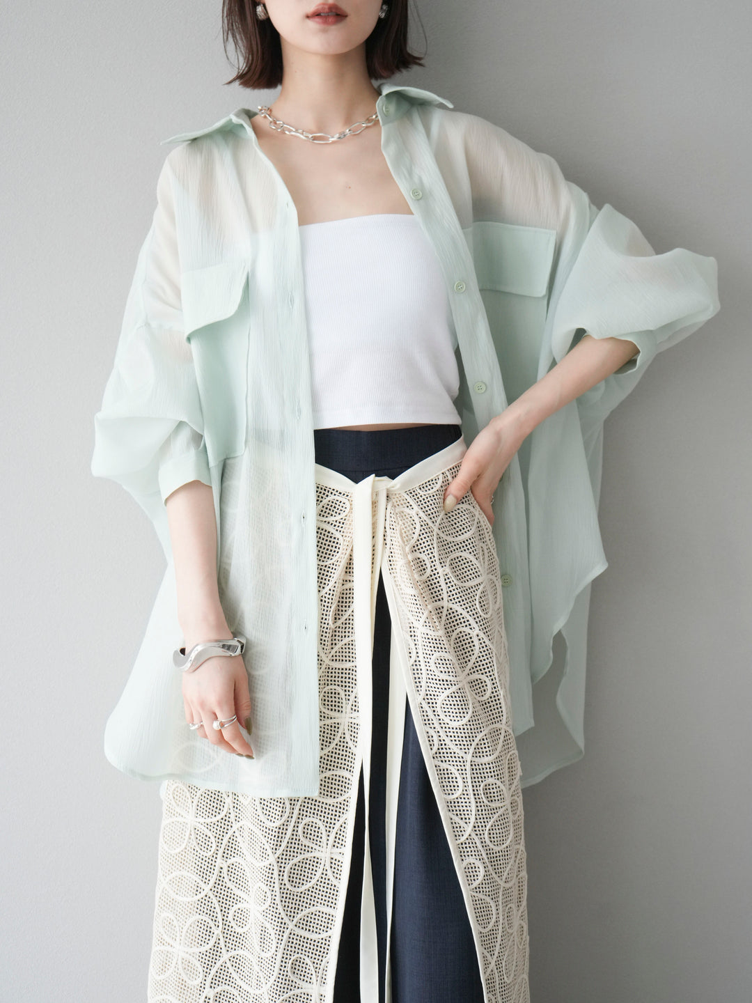 [SET]BIGポケットオーバーシアーシャツ+BIGポケットオーバーシアーシャツ(2set)