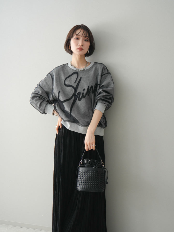 [SET]チュールレイヤードロゴスエットプルオーバー+選べるアクセセット(2set)