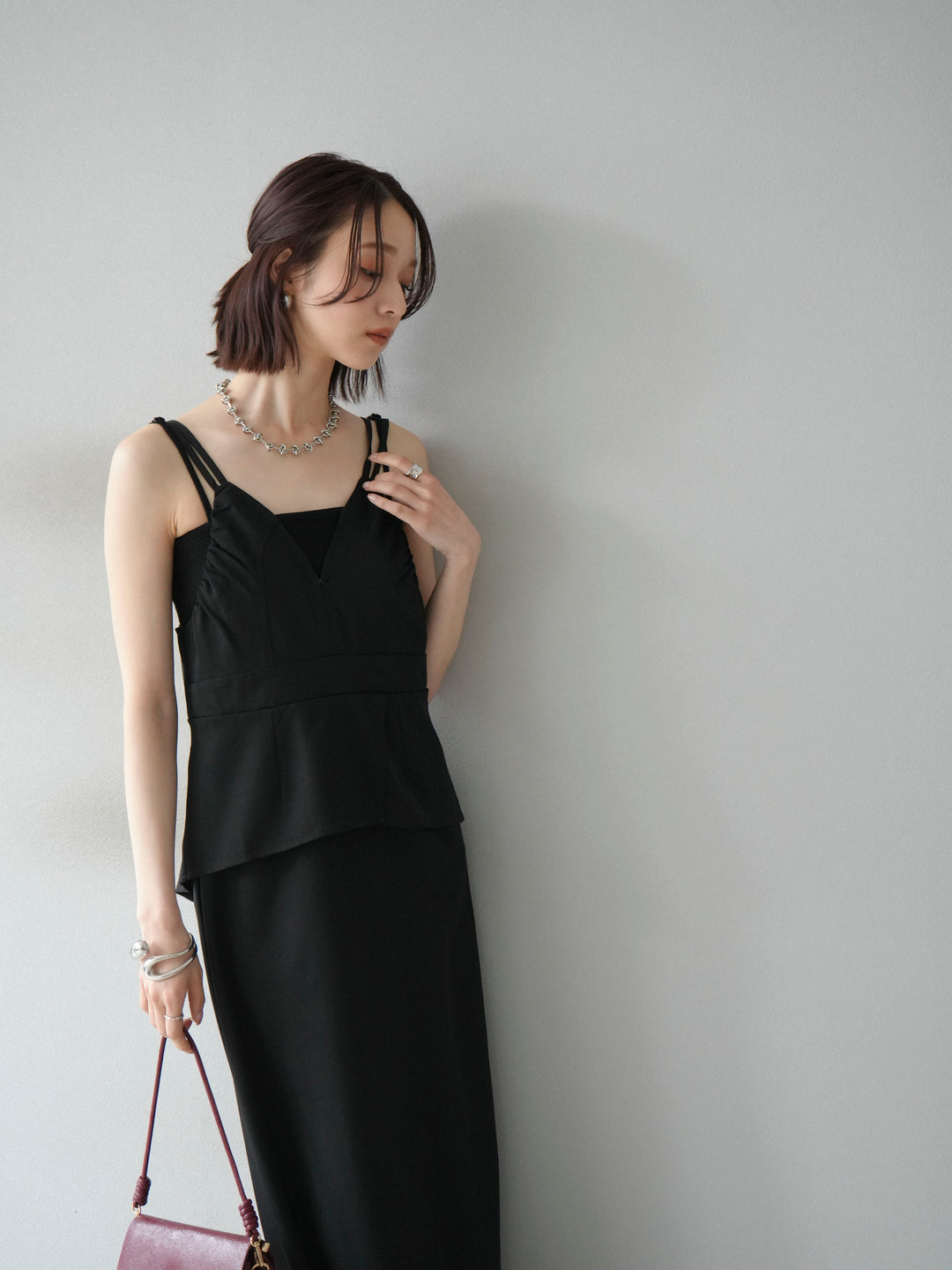 [予約]ビスチェデザインキャミワンピース/ブラック